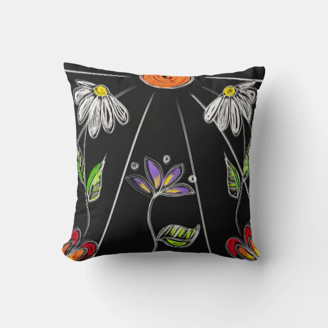 Dicke schwarz-weiße Farbe mit Sonne Kissen (Vorderseite)