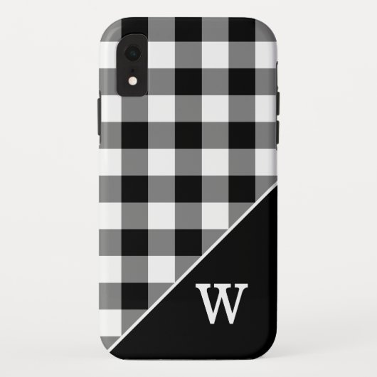 Dicke Schwarz-weiße Gingham Kariert Pattern Monogr Case-Mate iPhone Hülle (Rückseite)