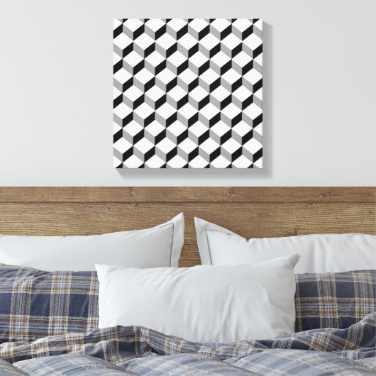 Dicke Schwarz-weiße, graue optische Illusion Grafi Leinwanddruck (Insitu (Schlafzimmer))