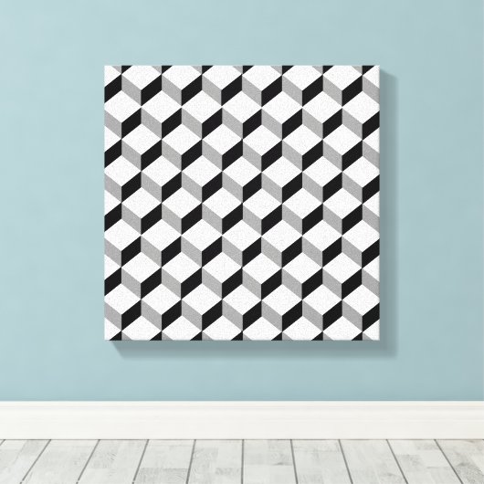 Dicke Schwarz-weiße, graue optische Illusion Grafi Leinwanddruck (Insitu (Holzboden))