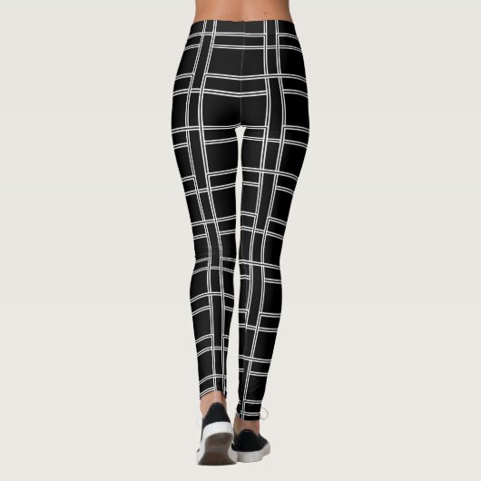 Dicke Schwarz-weiße Stipes-Muster Leggings (Rückseite)