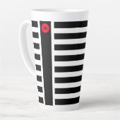 Dicke Schwarz-weiße Streifen mit Tiny Red Monogram Milchtasse (Linke Ecke)