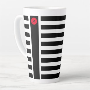 Dicke Schwarz-weiße Streifen mit Tiny Red Monogram Milchtasse
