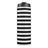 Dicke Schwarz-weiße Streifen mit Tiny Red Monogram Thermosbecher (Vorderseite)
