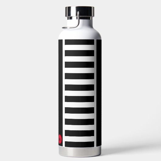Dicke Schwarz-weiße Streifen mit Tiny Red Monogram Trinkflasche (Rechts)