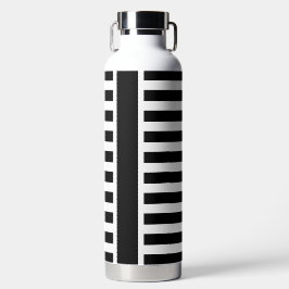 Dicke Schwarz-weiße Streifen mit Tiny Red Monogram Trinkflasche
