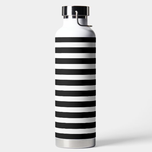 Dicke Schwarz-weiße Streifen mit Tiny Red Monogram Trinkflasche (links)