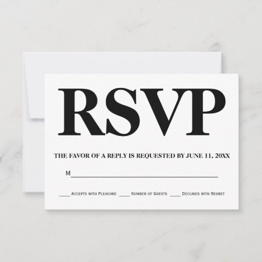 Dicke schwarz-weiße Typografie Hochzeit RSVP (Vorderseite)