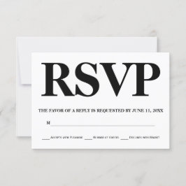 Dicke schwarz-weiße Typografie Hochzeit RSVP Karte