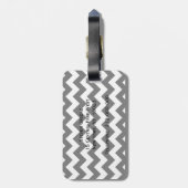 Dicke Schwarz-weiße Zickzack Zig-Zag-Muster Monogr Gepäckanhänger (Rückseite vertikal)