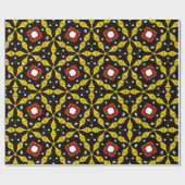 Dicke schwarze, gelbe und rote Gotik Muster Geschenkpapier (Flach)