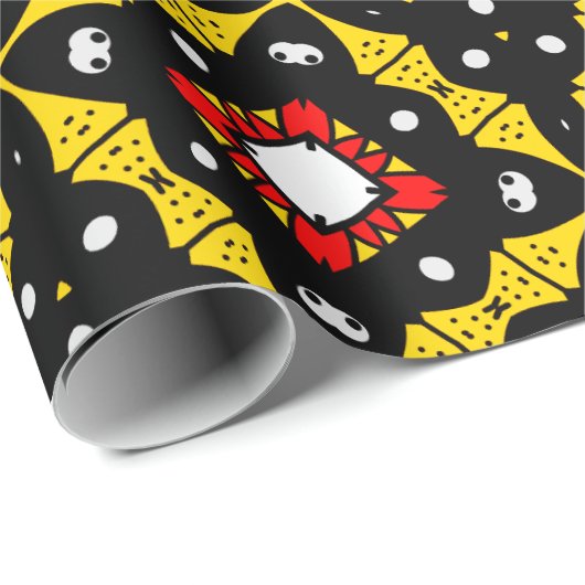 Dicke schwarze, gelbe und rote Gotik Muster Geschenkpapier (Rolleneckpunkt)