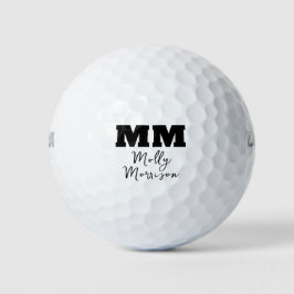 Dicke schwarze Kalligrafie Monogramm und Name Golfball