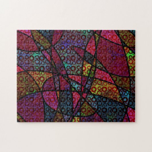 Dicke schwarze Linien und mehrfarbige, Abstrakte T Puzzle (Horizontal)