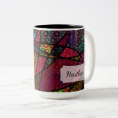 Dicke schwarze Linien und mehrfarbige, Abstrakte T Zweifarbige Tasse (VorderseiteRechts)