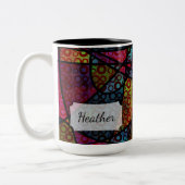 Dicke schwarze Linien und mehrfarbige, Abstrakte T Zweifarbige Tasse (Links)