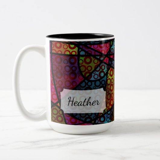 Dicke schwarze Linien und mehrfarbige, Abstrakte T Zweifarbige Tasse (Links)