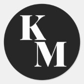 Dicke Schwarze Monogramm-Initialen Moderne Hochzei Runder Aufkleber (Vorderseite)