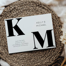 Dicke Schwarze Monogramm-Initialen Moderne Hochzei