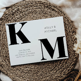 Dicke Schwarze Monogramm-Initialen Moderne Hochzei Save The Date