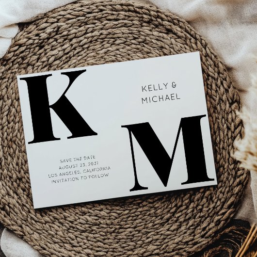 Dicke Schwarze Monogramm-Initialen Moderne Hochzei Save The Date