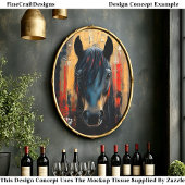 Dicke schwarze Pferde Stallion Portrait DE8L Decou Seidenpapier