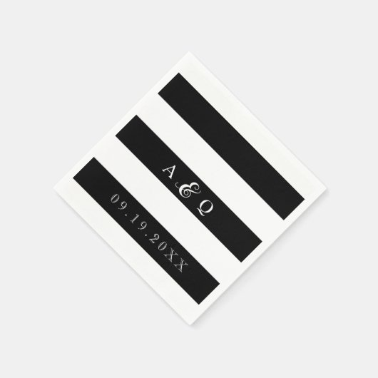 Dicke schwarze Streifen Hochzeit Serviette (Ecke)