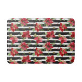 Dicke schwarze Streifen mit Poinsettias Bath Mat Badematte (Vorderseite)