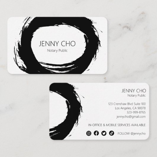 Dicke schwarze Tinte Farbring Notary Modern Einfac Visitenkarte (Vorne/Hinten)