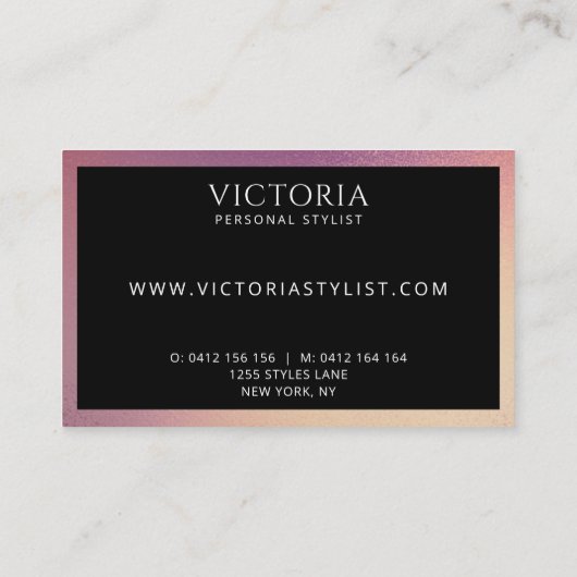 Dicke schwarze Typografie auf Chic Ombre Hintergru Visitenkarte (Rückseite)
