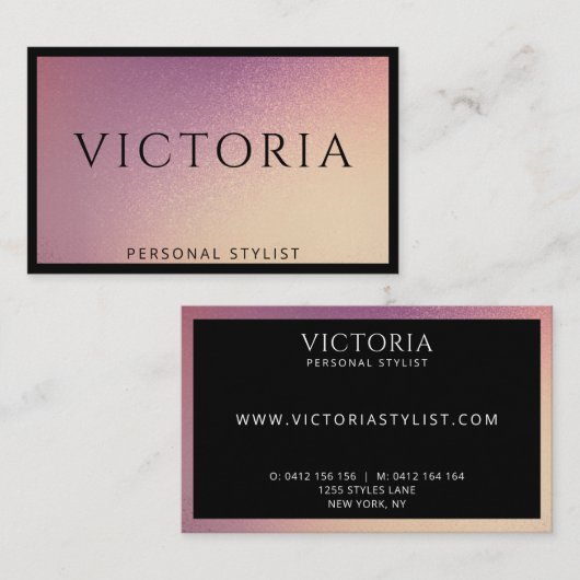 Dicke schwarze Typografie auf Chic Ombre Hintergru Visitenkarte (Vorne/Hinten)