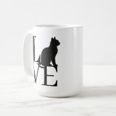 Dicke schwarze Typografie Cat Silhouette Cat Lover Kaffeetasse (Vorderseite Links)