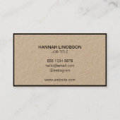 Dicke schwarze Typografie Rustikale neutrale Kraft Visitenkarte (Rückseite)