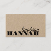 Dicke schwarze Typografie Rustikale neutrale Kraft Visitenkarte (Vorderseite)