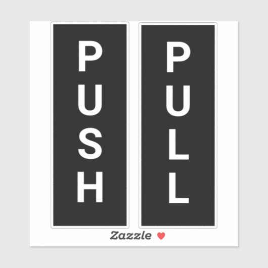 Dicke schwarze und weiße Push Pull-Tür Aufkleber (Blatt)