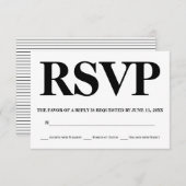 Dicke schwarze, weiße typografische Streifen Hochz RSVP Karte (Vorne/Hinten)
