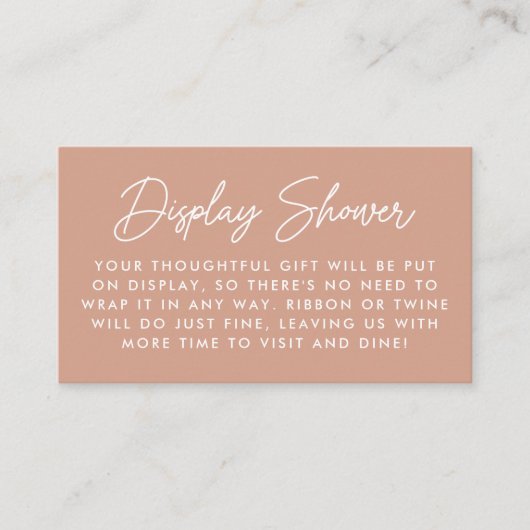 Dicke Script Blush Terracotta Display Dusche Begleitkarte (Vorderseite)