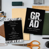 Dicke Silver GRAD Stilvolle Graduiertenparty laden Begleitkarte