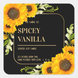 Dicke Sonnenblume Blütengold Luxus Sojakorze Label Quadratischer Aufkleber