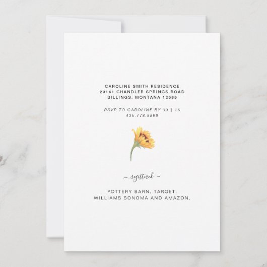 Dicke Sonnenblume Rosa Blüte Elegantes Brautparty Einladung (Rückseite)