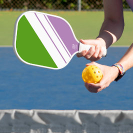 Dicke, sportlich grüne Lavendel Weiße Racing Strei Pickleball Schläger