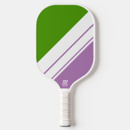 Dicke, sportlich grüne Lavendel Weiße Racing Strei Pickleball Schläger
