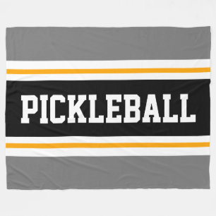 Dicke Sporty Gray Black PICKLEBALL Racing Stripes Fleecedecke