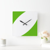 Dicke, stilvolle, moderne, hellgrüne, weiße Curven Quadratische Wanduhr (Zuhause)