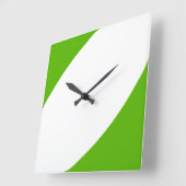 Dicke, stilvolle, moderne, hellgrüne, weiße Curven Quadratische Wanduhr (Winkel)