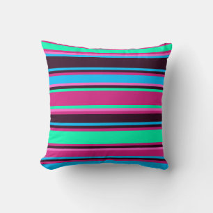 Dicke Streifen in Magenta, Aqua & Blue Kissen
