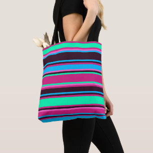 Dicke Streifen in Magenta, Aqua & Blue Tote Tasche