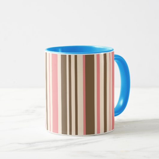 Dicke Streifen rosa Braunfärbung Tasse (VorderseiteRechts)