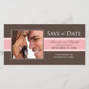 Dicke Streifen Save the Date (Schokolade/Rosa)