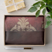 Dicke Streifen Schmetterling auf Maroon Damask Wal Seidenpapier (Geschenk)